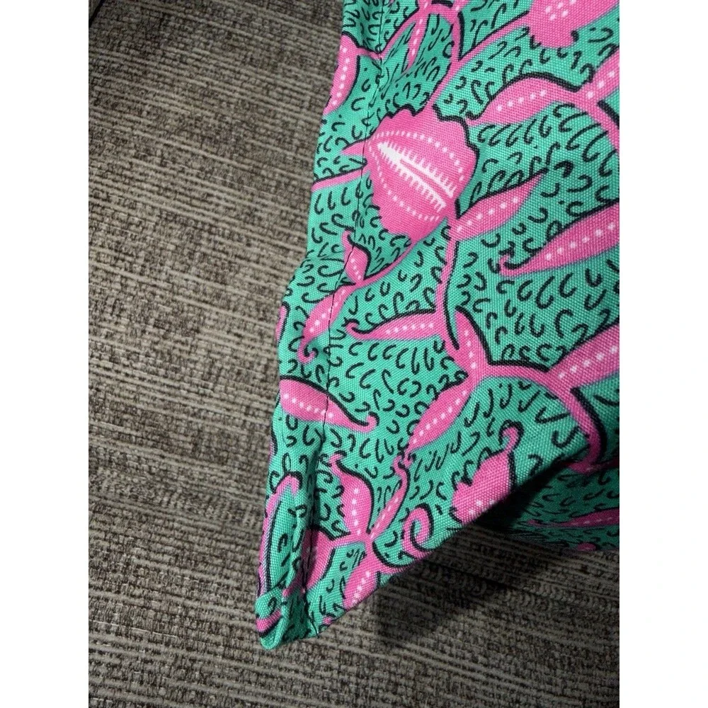 Winged Beasts Design And  Pink And Teal Batik  Square Handmade Pillow 20” X 20”